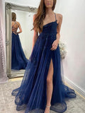 Elegant Lace Prom Dress - Ball Gown/Princess Sweep Train Scoop Neck Tulle Appliques