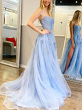 Elegant Lace Prom Dress - Ball Gown/Princess Sweep Train Scoop Neck Tulle Appliques