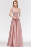 Elegant Lace Sweetheart Bridesmaid Dress Online Dusty Rose Chiffon Wedding Party Dress-27dress