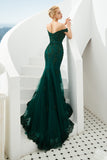 Elegant Long Mermaid Off-the-shoulder Tulle Lace Prom Dress-27dress