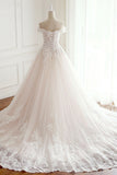 Elegant Off-the-Shoulder Tulle Lace Wedding Dress Sweetheart Appliques Sleeveless Bridal Gowns On Sale-27dress