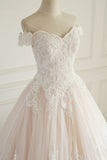 Elegant Off-the-Shoulder Tulle Lace Wedding Dress Sweetheart Appliques Sleeveless Bridal Gowns On Sale-27dress