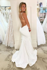 Elegant Open Back Mermaid Long Evening Dress