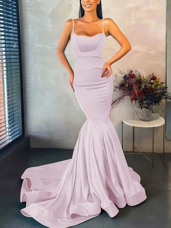 Elegant Prom Dresses: Trumpet/Mermaid Sweep Train Square Neckline Stretch Crepe