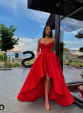 Elegant Sleeveless Strapless Satin Asymmetrical Prom Dress-27dress