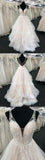 Elegant Tulle V-Neck Wedding Dress Open Back Long Layered Bridal Gowns On Sale-27dress