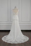 Elegant V-neck Chiffon Lace Wedding Dress Beadings Appliques Mermaid Bridal Gowns Online-27dress