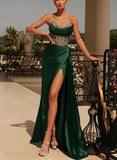 Elegant V-Neck Sleeveless Satin Prom Dress With Split Front-27dress