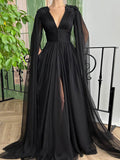 Elegant V-neck Tulle Ball Gown With Pockets - Perfect Prom Dress