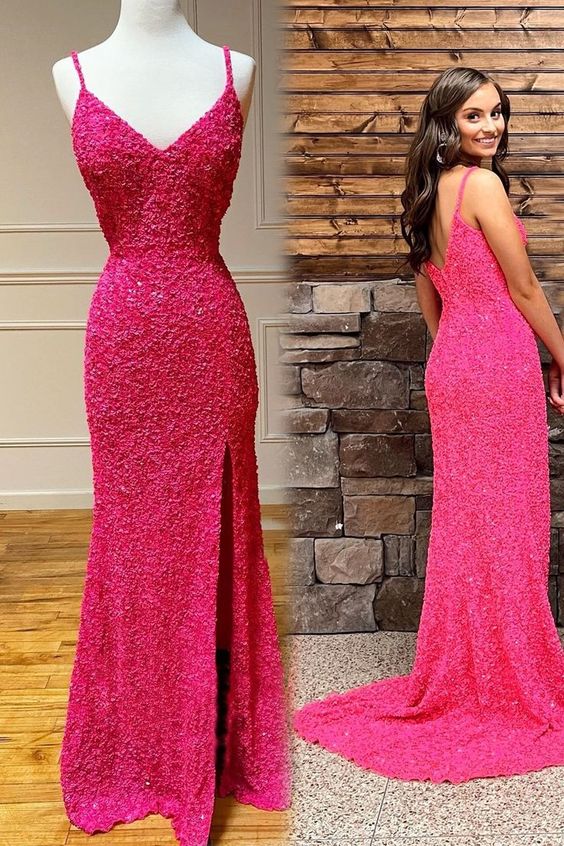 Elegant Yellow Sequins Mermaid Prom Dress