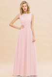 Exquisite Scoop Chiffon Lace Bridesmaid Dresses with V-Back-27dress