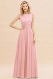 Exquisite Scoop Chiffon Lace Bridesmaid Dresses with V-Back-27dress