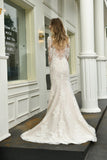 Exquisite Sheath V-Neck Long Sleeves Wedding Dress With Slit-27dress