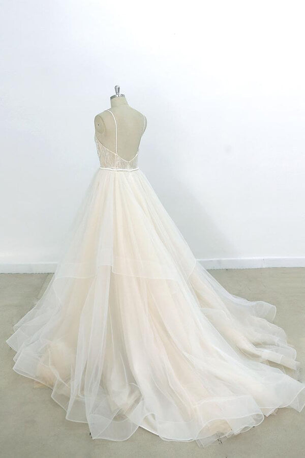 Eye-catching Appliques Tulle A-line Wedding Dress On Sale-27dress