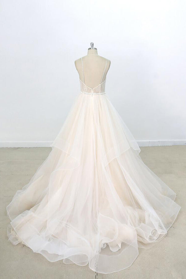 Eye-catching Appliques Tulle A-line Wedding Dress On Sale-27dress