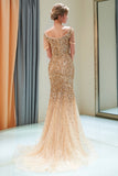 Fabulous Long Mermaid Off-the-shoulder Tulle Sequined Prom Dress-27dress