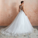 Fantastic Tulle Appliques Sleeveless White Wedding Dresses Online-27dress
