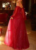 Glamorous A-Line Slit Prom Dresses with Sparkly Long Sleeves-27dress