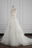 Glamorous Ball Gown Strapless Beadings Wedding Dress Sequined Layers Tulle Bridal Gowns On Sale-27dress