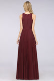 Glamorous Chiffon V-Neck Ruffle Burgundy Bridesmaid Dresses Affordable-27dress