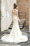 Glamorous Mermaid Satin Lace Open Back Wedding Dress-27dress