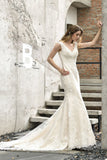 Glamorous Mermaid Satin Lace Open Back Wedding Dress-27dress