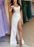 Glamorous Off-The-Shoulder Lace High Slit Prom Dress-27dress