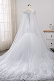 Glamorous Off-the-Shoulder Mermaid Wedding Dress Sweetheart Tulle Appliques Beadings Bridal Gowns On Sale-27dress