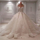 Glamorous Off-the-shoulder White A-line Wedding Dresses Tulle Ruffles Lace Bridal Gowns With Appliques Online-27dress