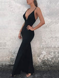 Glamorous Sheath/Column V-neck Jersey Split Front Prom Dresses