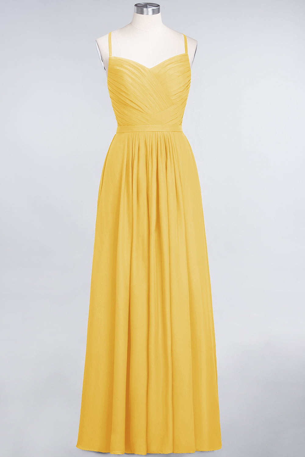 Glamorous Spaghetti Straps Sweetheart Ruffle Chiffon Bridesmaid Dress Online-27dress