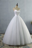 Glamorous Spaghetti Straps Sweetheart Wedding Dresses White Sleeveless Bridal Gowns Online-27dress