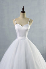 Glamorous Spaghetti Straps Sweetheart Wedding Dresses White Sleeveless Bridal Gowns Online-27dress