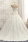 Glamorous Strapless Tulle Lace Wedding Dress Sweetheart Sleeveless Bridal Gowns with Appliques On Sale-27dress