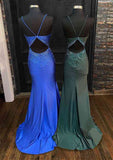 Glamorous Trumpet/Mermaid V Neck Jersey Prom Dress with Spaghetti Straps & Beading-27dress