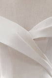 Glamorous White Satin Ruffles Wedding Dresses Off-the-shoulder A-line Bridal Gowns Online-27dress