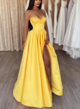 Gorgeous A-Line Sweetheart Sleeveless Satin Floor-Length Prom Dress with Beading-27dress