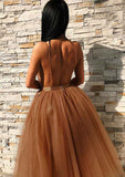 Gorgeous A-line V Neck Knee-Length Tulle Homecoming Dress With Embroidery-27dress