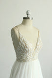 Gorgeous A-line White Lace Tulle Wedding Dress Sleeveless Appliques Bridal Gowns On Sale-27dress