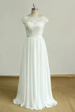 Gorgeous Appliques Chiffon Wedding Dress White Shortsleeves A-line Bridal Gowns On Sale-27dress