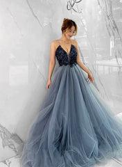 Gorgeous Ball-Gown V-Neck Tulle Sleeveless Prom Dress-27dress