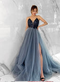 Gorgeous Ball-Gown V-Neck Tulle Sleeveless Prom Dress-27dress