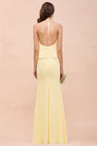 Gorgeous Daffodil Mermaid Halter Ruffle Bridesmaid Dress-27dress