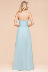 Gorgeous Halter Ruffle Sky Blue Affordable Bridesmaid Dress-27dress