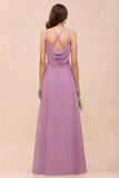 Gorgeous Halter Wisteria Chiffon Bridesmaid Dresses with Draped Back-27dress