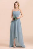 Gorgeous Hi-Lo Heart-Shaped Ruffle Bridesmaid Dress with Spaghetti Straps-27dress