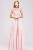 Gorgeous Lace Jewel Affordable Pink Bridesmaid Dress with Beadings-27dress