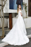 Gorgeous Lace Off-the-Shoulder Long Wedding Dress with Beadings-27dress