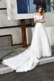 Gorgeous Lace Off-the-Shoulder Long Wedding Dress with Beadings-27dress