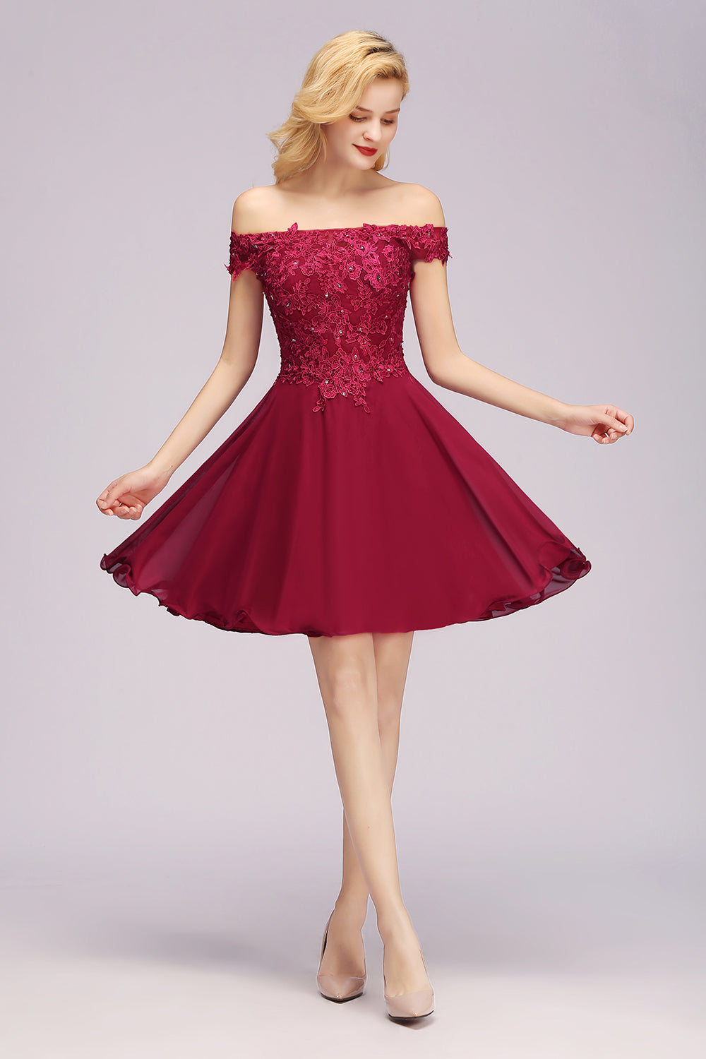 Short Maroon Bridesmaid Dresses